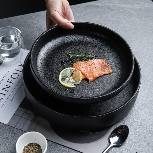 European ceramic western dish Round soup plate Dessert bowl Salad snack plate Black and White