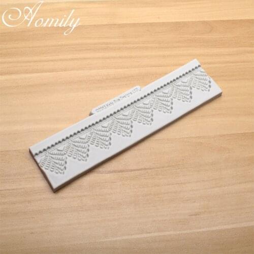 Amoliy European Style Chocolate Mold Retro Lace Silicone Mold Birthday Cake Rim Decorating Tools Fondant Kitchen Accessories