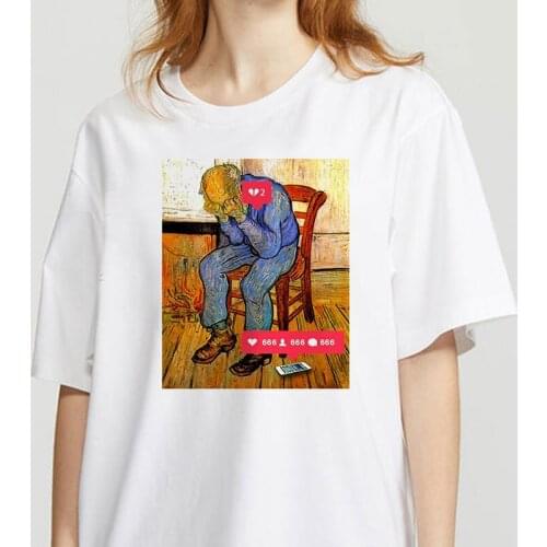 Summer Van Gogh T-Shirt Women Fashion street clothing Tshirt Aesthetic Female Clothes Short Sleeves Tops t-shirt
