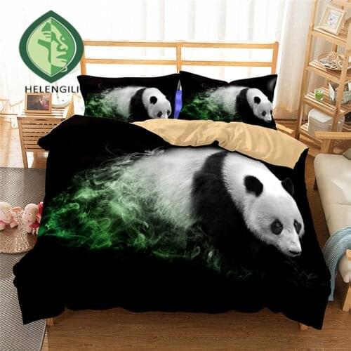 HELENGILI 3D Bedding Set panda Print Duvet cover set lifelike bedclothes with pillowcase bed set home Textiles #2-01