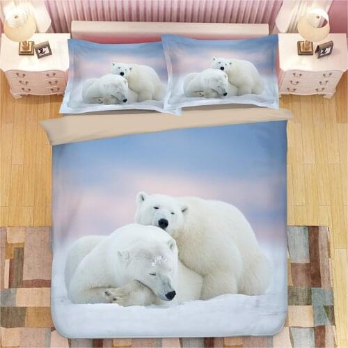 3D Animal Polar Bear Lion Print Bedding Set Duvet Covers Pillowcases NEW Comforter Bedding Sets Bedclothes Bed Linen 02