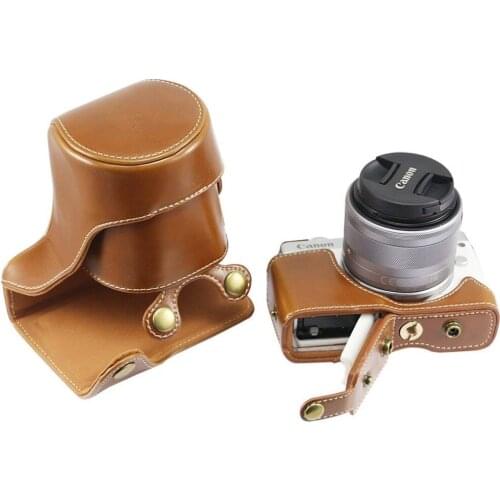 New Luxury Leather Camera bag Case For Canon EOS M10 EOS M100 M200 PU Leather case Cover With Battery Opening+shoulder strap