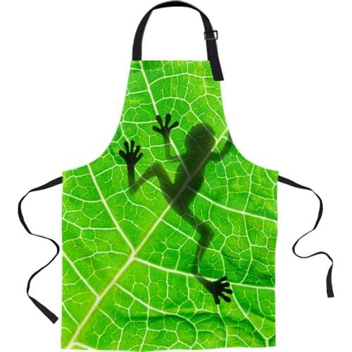 Frog Shadow Leaf Plant Green Aprons for Women Men Kid Cooking Baking Apron Kitchen Utility Equipment Accessories