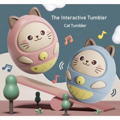 Baby Early Learning Crisp Ringtone Cute Cartoon Baby Tumbler Toys 0-12 months Childrens Gifts Education Puzzle Doll Tumbler ABS