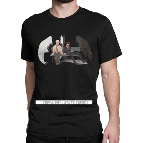 Sneaky Good Omens Mens T Shirts Crowley Aziraphale Ineffable Go David Tennant Angel Men Tops T Shirt Pure Cotton