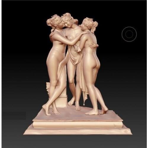 New 3D model for cnc 3D carved figure sculpture machine in STL file format Three naked woman