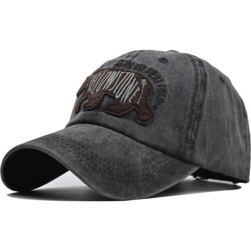 New washed distressed bear pattern embroidery baseball cap wild trendy men and women outdoor sport casual shade hat snapback hat