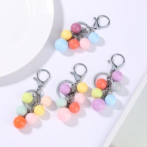 New design Fashion Colorful Round Ball Keychain Women Bag Accessories Pendant Car Keyring Gift Key chains
