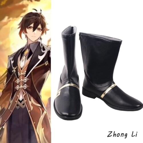Genshin Impact Zhong Li Cosplay Shoes Dress Up Shoes Halloween Shoes Zhong Li Men Women Shoes Boots Artificial Leather Shoes