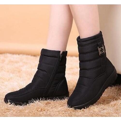 Autumn Women Ankle Boots Winter Boots Female Warm Plush Snow Boots Middle Aged Mother Shoes Solid Fashion Waterproof Cotton Boot