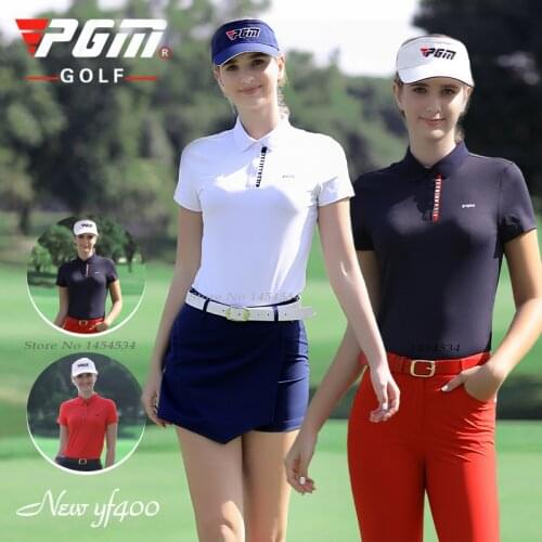 PGM Summer Women Golf Training Clothes Short-sleeved T-shirt Korean Training Sports Quick-dry Wear for Lady Tennis Polo Shirts