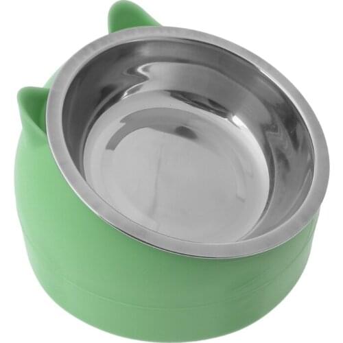 Stainless Steel Durable Cat Dog Food Bowl 15°Slanted Non-slip Pet Utensils Puppy Feeding Container Supplies