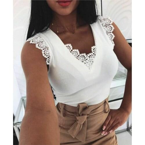 Factory Direct Sales Women Ladies Summer Lace Vest Top Sleeveless Casual T-Shirt New