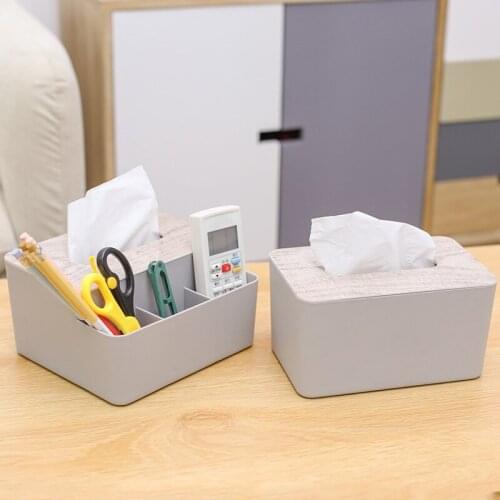 Various Styles) Tissue Box With Remote Control Storage Slots Tissue Paper Box Durable Container Storage Napkin Holder Hotel Box