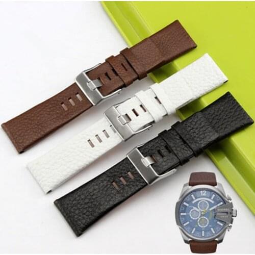 High quality 22mm 24mm 26mm 28mm 30mm Watchband Black Brown White Leather Strap For Diesel DZ DZ7313 DZ7257watch Strap Wristban