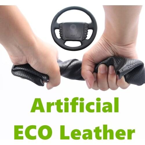 Hand Sewing Black Artificial Leather Car Steering Wheel Covers Wrap for Ssangyong Rexton Rexton W Rodius