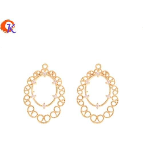 Cordial Design 20Pcs 17*25MM Jewelry Accessories/Hand Made/Pendant/Oval Shape/Genuine Gold Plating/Earring Findings/CZ Charms