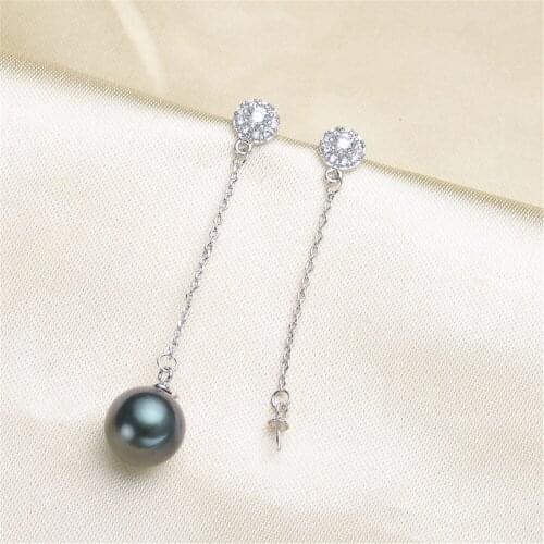 925 Silver Pearl Beads Stud Earrings Setting Base Diy Jewelry Making Findings&Components