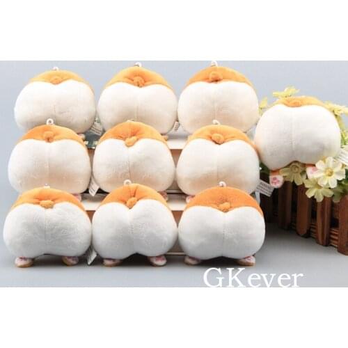 Cute 10 Pcs/lot Welsh Corgi Pembroke Dog Ass PP Mini Plush Pendants Stuffed Animal Toys Dolls 10 CM Kids Small Gift