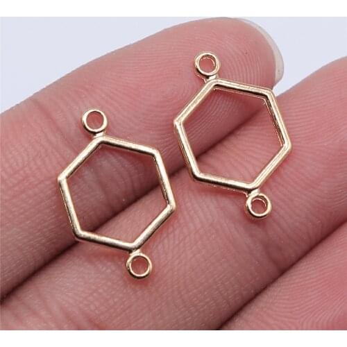 Tristana 60pcs 19x13mm KC Gold Color Honeycomb Connector Charms For Jewelry Making DIY Jewelry Findings