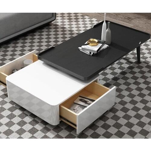 Modern combination tea table Italian simple square high and low tea table modern paint living room small table small apartment