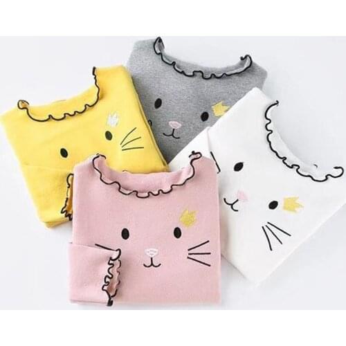 Baby Girl Sweater Cardigan Kids Sweatershirts Children Clothing Winter Autumn Sweater Tshirt Long Cartoon Cat Sweatershirt