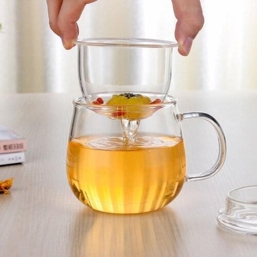 Thick heat-resistant glass with cover filter cup three piece tea cup creative office 500ML