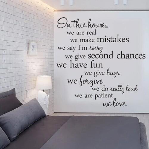 In This House We Rre Real Quotes Home Creative Decals Family Vinyl Wall Stickers Words Livingroom Backdrop Decorative RU2092