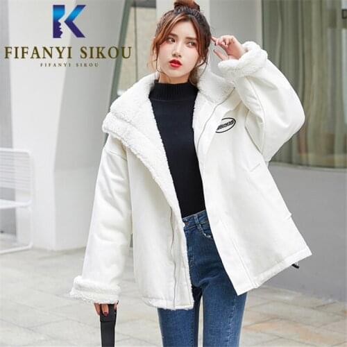 Winter Jacket Women Thick Warm High Quality Lambswool Jacket Fashion Zipper Lapel Plush Coat Female Plus Size Loose Outerwear