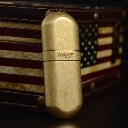 ZORRO Metal mini Retro Brass Capsule kerosene gasoline smoking igniter trench oil cigarette lighter can put in cigarette box 7cm