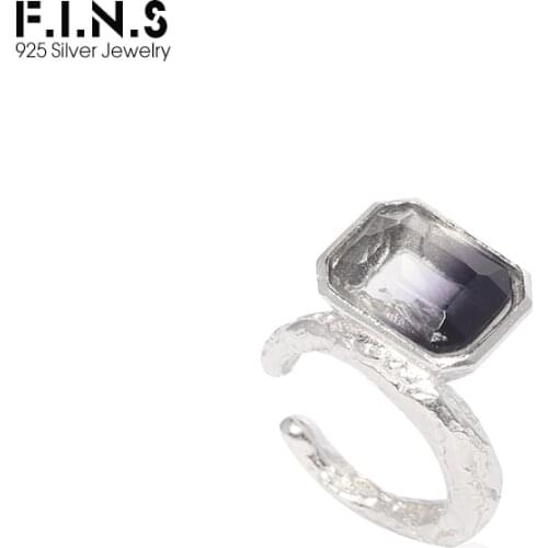 F.I.N.S 1PC Korean niche design S925 Sterling Silver Tourmaline Ear Clip No Puncture Square Sugar Cube Earcuff Catilage Jewelry