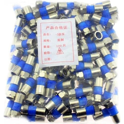Free Shipping100PCS Blue black Universal Waterproof 75-5 RG6 F male Snap & Seal Outdoor Coax Compression F Connector