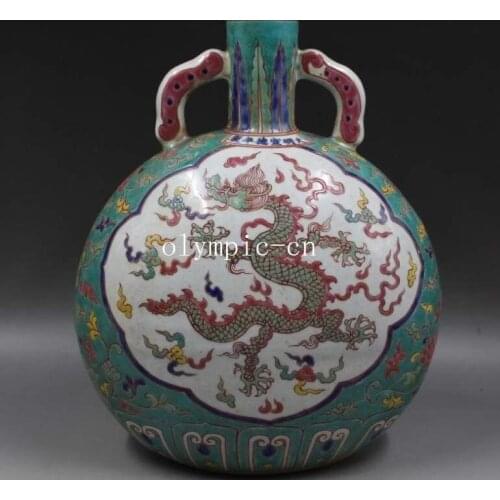 12'' chinese wucai porcelain hand drawing dragon design home decor jar vase