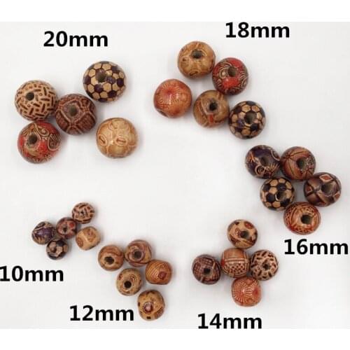 30-100pcs 10-20mm Mixed Painted Drum Wood Beads Fits European Charm Bracelet Jewelry Findings