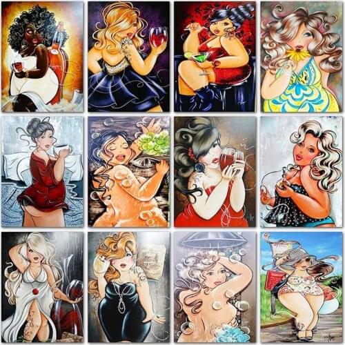 5D DIY Diamond Painting Cartoon Fat girl Ladies cute home decor Full Square&Round Diamond embroidery Cross stitch Diamond mosaic
