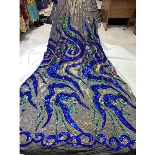 African lace fabric 2020 high quality French tulle lace fabric Nigeria sequin lace embroidery fabric clothes H3638