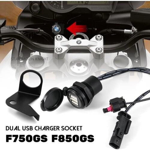 Motorcycle Accessories Dual USB Charger Plug Socket Cigarette Lighter Adapter LED Display For BMW F750GS F850GS F 750 GS 850