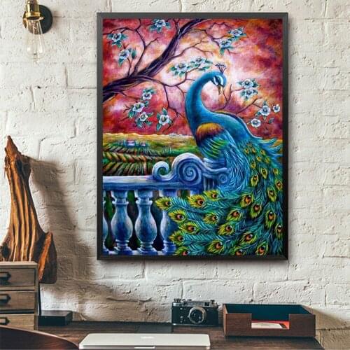 Diamond Embroidery Animal Peacock 5D DIY Diamond Painting Full Round Diamond Mosaic Pictures Of Rhinestones Home Decoration