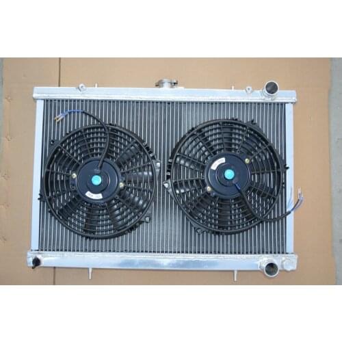 For Nissan Skyline S13 CA18 R32 RB20 GTS GTR 1989-1993 52mm race aluminum radiator & Fan 89 90 91 92 93