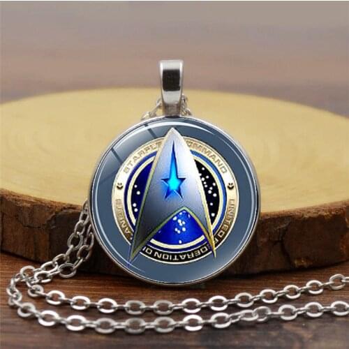 Star Trek Time Gem Pendant Necklace Fashion Mens and Womens Gifts Personality Trendy Glass Pendant Clavicle Chain