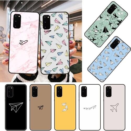 Phone Case For SamSung Galaxy S Note 10 20 7 8 9 Plus Edge E Ultra Lite Black Cover Coque Luxury Funda Silicone Paper Airplane