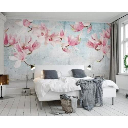 Flower Magnolia Wallpaper Wall Mural for Bedroom TV Backsplash Murals Luxury Wall Decor Home Improvement Floral Wall Papers 3d