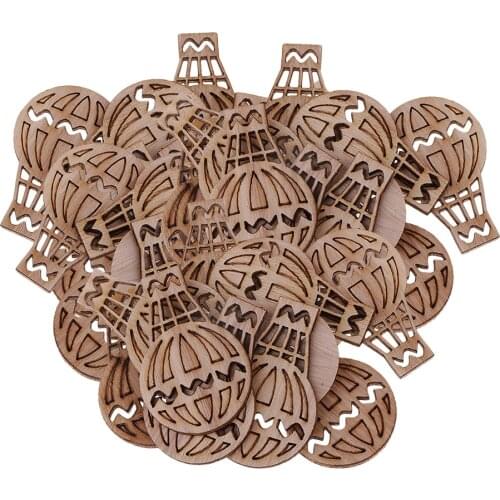 100Pcs 48mm Creative Natural Wood Hot Air Balloon MDF Wooden Shape Craft Embellishments Wood Arts 48 x 32 x 2 mm