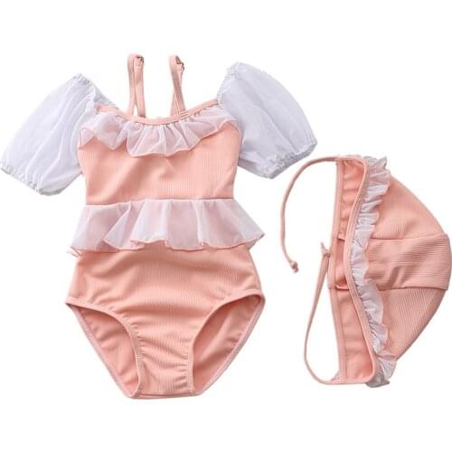Childrens swimwear womens 2020 new large, medium and small girls foreign style lace princess swimwear baby baby swimwear