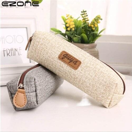 EZONE 1PC PU Sipmle Style Pencil Bag Boys Girls Solid Color Pencil Case Cute Pencil Case Korean School Office Supplies