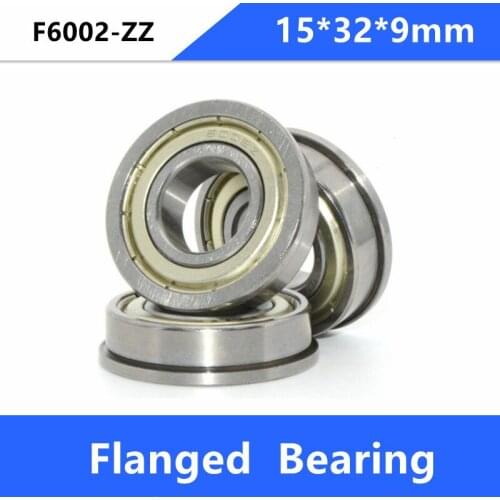 100pcs/lot Flange bearing F6002ZZ F6002-ZZ 15x32x9 mm miniature flange deep groove ball bearing 15*32*9 mm