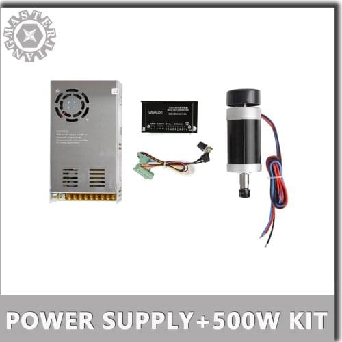 DC48V 12A Power Supply+New DC 500W/0.5KW ER11 55MM Brushless CNC Spindle Motor+WS55-220 DC20-50V Stepper Motor Driver