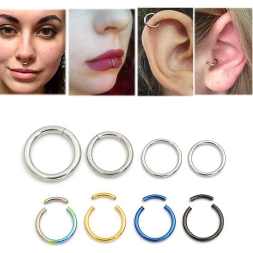 1PC 16G Steel Segment Ring Ear Piercing Nose Rings Captive Ear Nose Hoop Tragus Piercing Clip on Ear Ring Piercing Body Jewelry
