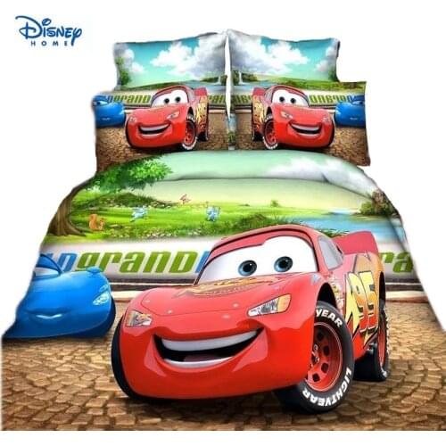 Disney Boys Bedding Set Anime Cars McQueen Car Duvet Quilt Cover Pillowcase Bedsheet Cartoon Children Deluxe Bedroom Decor