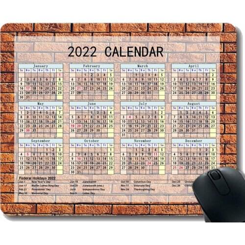 Calendar 2022 Year Mouse Pad,Wall Texture Bricks Light Anti Slip Rubber Mousepads